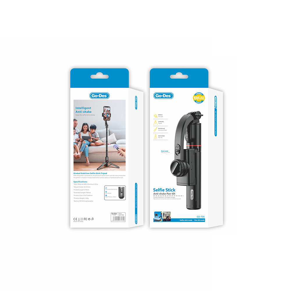 Go-Des GD-F06 Bluetooth Kumandalı Teleskopik Tripodlu Sarsılma Engelleyicili Selfie Çubuğu Go-Des GD-F06 Bluetooth Kumandalı Teleskopik Tripodlu Sarsılma Engelleyicili Selfie Çubuğu